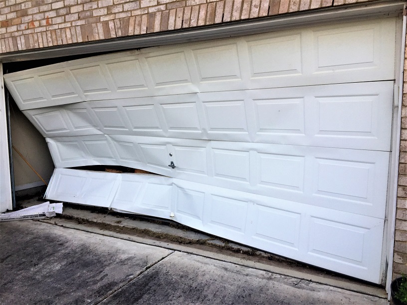 crashed garage door