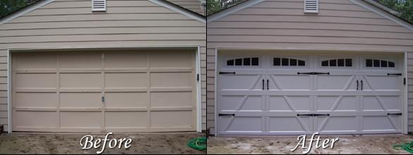Garage before and after door replacement.