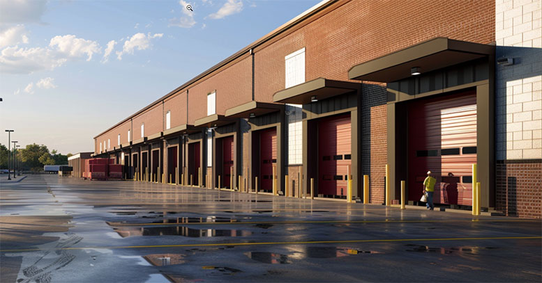 Warehouse with multiple dock doors